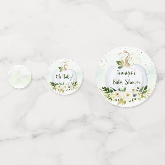 Little Pumpkin Greenery Gold Baby shower Confetti (Achterkanten)