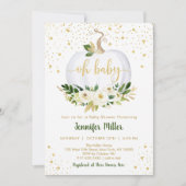 Little Pumpkin Greenery Gold Baby shower Kaart (Voorkant)