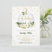 Little Pumpkin Greenery Gold Baby shower Kaart (Staand voorkant)
