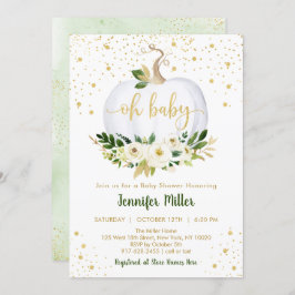 Little Pumpkin Greenery Gold Baby shower Kaart