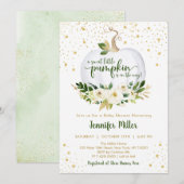 Little Pumpkin Greenery Gold Baby shower Kaart (Voorkant / Achterkant)