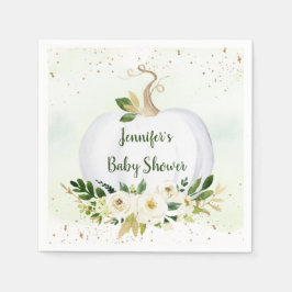 Little Pumpkin Greenery Gold Baby shower Servet