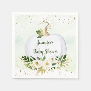 Little Pumpkin Greenery Gold Baby shower Servet