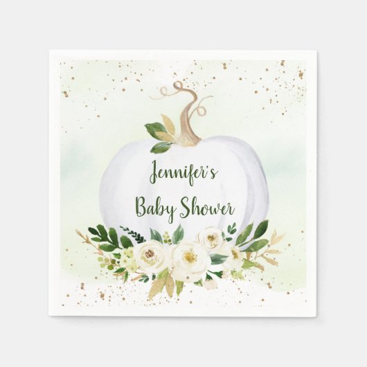 Little Pumpkin Greenery Gold Baby shower Servet (Voorkant)