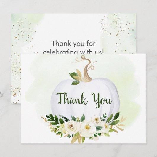 Little Pumpkin Greenery Gold Bedankt (Voorkant / Achterkant)
