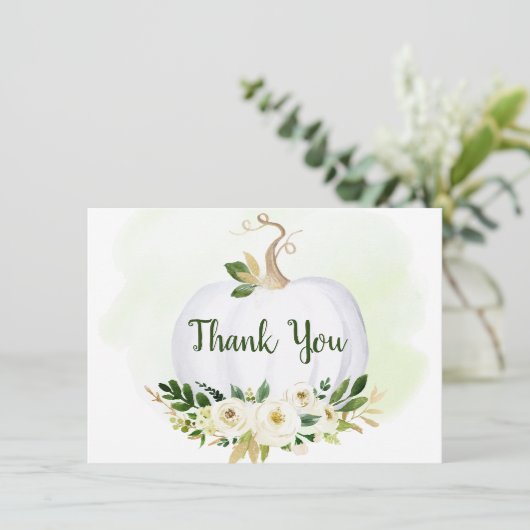 Little Pumpkin Greenery Gold Bedankt (Staand voorkant)