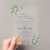 Little Pumpkin Greenery Gold Herfst Baby shower Acryl Uitnodigingen (Insitu (Draagbaar))
