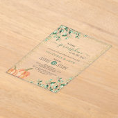 Little Pumpkin Greenery Gold Herfst Baby shower Acryl Uitnodigingen (Laagn)