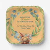 Little Pumpkin Greenery Wreath Fall Pumpkin Peach  Papieren Bordje (Voorkant)