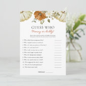 Little Pumpkin Guess Wie Baby shower Game Kaart (Staand voorkant)