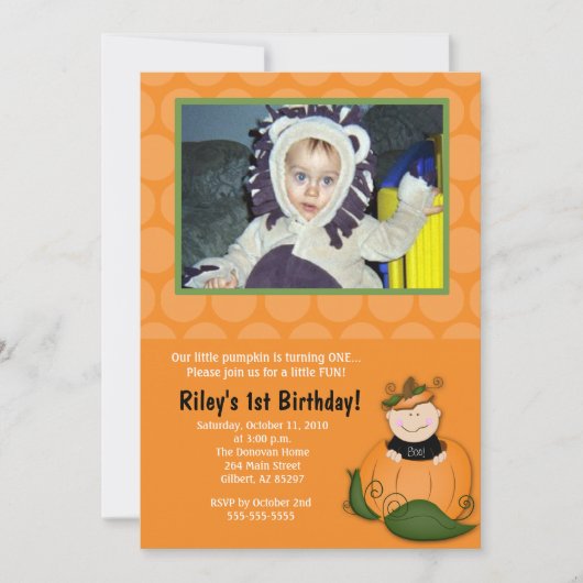 Little Pumpkin Halloween 5x7 Foto Birthday Kaart (Voorkant)
