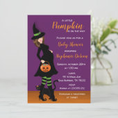 Little Pumpkin Halloween Baby shower Invitation Kaart (Staand voorkant)