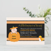 Little Pumpkin Halloween Baby Shower Invitations Kaart (Staand voorkant)
