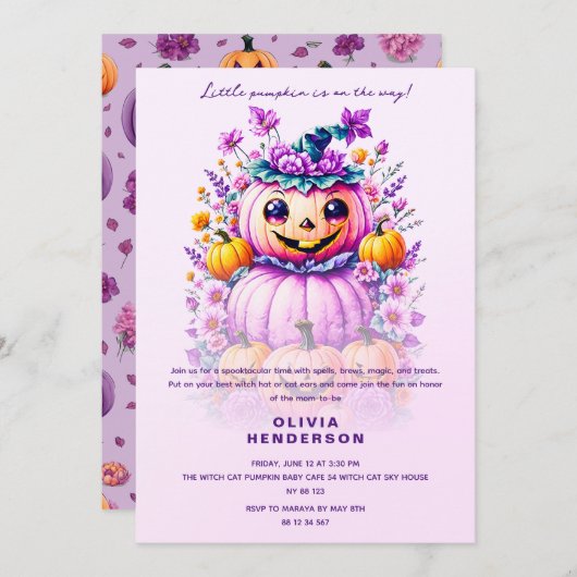 Little Pumpkin Halloween Baby shower Kaart (Voorkant / Achterkant)