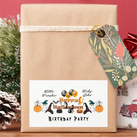 Little Pumpkin Happy Halloween Party Balloon Funky Rechthoekige Sticker (Feestdagen)