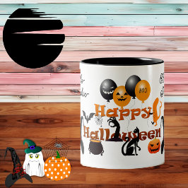 Little Pumpkin Happy Halloween Party Balloon Funky Tweekleurige Koffiemok