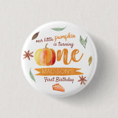Little Pumpkin Herfst 1st Birthday Party Favoriet Ronde Button 3,2 Cm (Voorkant)
