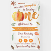 Little Pumpkin Herfst 1st Birthday Party Welkom Spandoek (Verticaal)