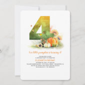 Little Pumpkin Herfst 4th Verjaardagsfeestuitnodig Kaart (Voorkant)