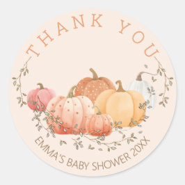Little Pumpkin Herfst Autumn Baby shower Classic R Ronde Sticker