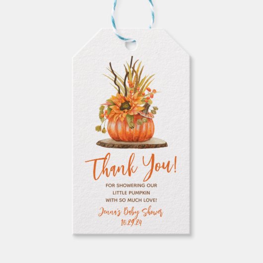 Little Pumpkin, Herfst, Autumn Baby shower Favor G Cadeaulabel (Voorkant)