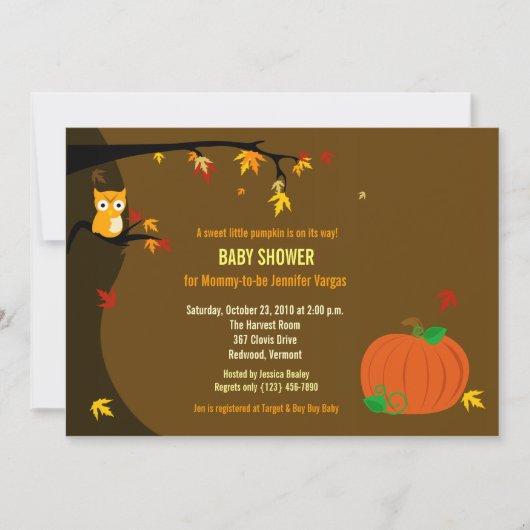 Little Pumpkin Herfst Autumn Baby shower Invitatio Kaart (Voorkant)