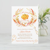 Little Pumpkin Herfst Autumn Baby shower Invitatio Kaart (Staand voorkant)