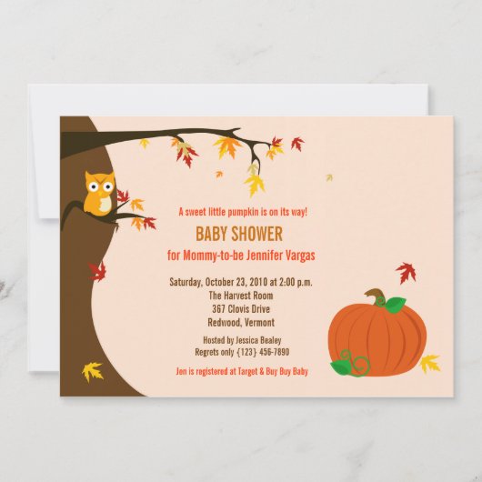 Little Pumpkin Herfst Autumn Baby shower Invitatio Kaart (Voorkant)