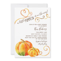 Little Pumpkin Herfst Autumn Baby shower Invitatio