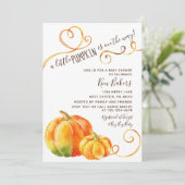 Little Pumpkin Herfst Autumn Baby shower Invitatio Kaart (Staand voorkant)
