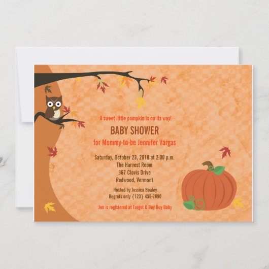 Little Pumpkin Herfst Autumn Baby shower Invitatio Kaart (Voorkant)