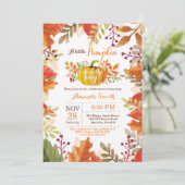 Little Pumpkin Herfst Autumn Baby shower Invitatio Kaart (Staand voorkant)