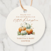 Little Pumpkin Herfst Baby shower Bedankt Bedankjes Labels (Voorkant)