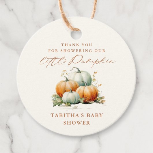 Little Pumpkin Herfst Baby shower Bedankt Bedankjes Labels (Voorkant)