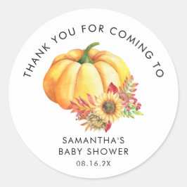 Little Pumpkin Herfst Baby shower Bedankt Ronde Sticker