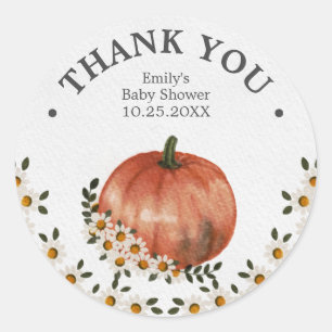 Little Pumpkin Herfst Baby shower Bedankt Ronde Sticker