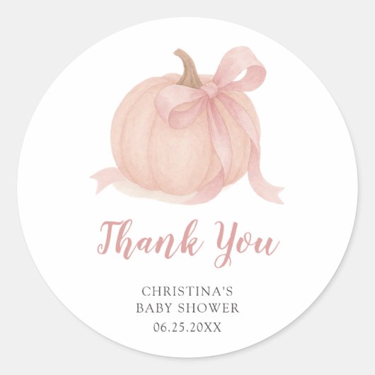 Little Pumpkin Herfst Baby shower Bedankt Ronde Sticker (Voorkant)