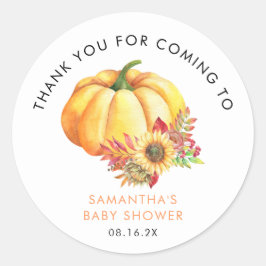 Little Pumpkin Herfst Baby shower Bedankt Ronde Sticker