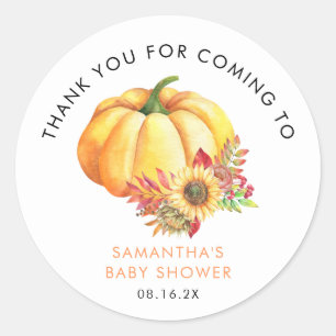Little Pumpkin Herfst Baby shower Bedankt Ronde Sticker