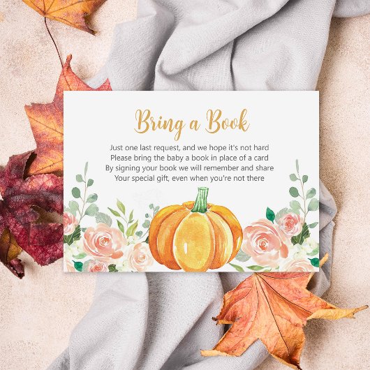 Little Pumpkin Herfst Baby shower Boek Aanvraag Ka Bedankkaart