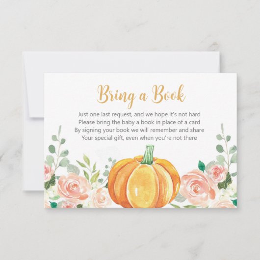 Little Pumpkin Herfst Baby shower Boek Aanvraag Ka Bedankkaart (Voorkant)