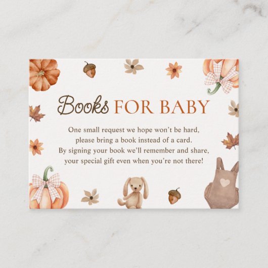 Little Pumpkin Herfst Baby shower Boeken voor Baby Informatiekaartje (Voorkant)