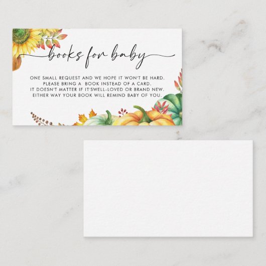 Little Pumpkin Herfst Baby shower Boeken voor Baby Informatiekaartje (Voorkant / Achterkant)