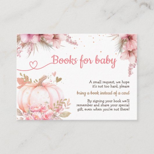 Little Pumpkin Herfst Baby shower Boeken voor Baby Informatiekaartje (Voorkant)
