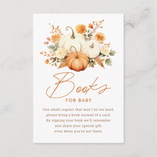 Little Pumpkin Herfst Baby shower Boeken voor Baby Informatiekaartje (Voorkant)