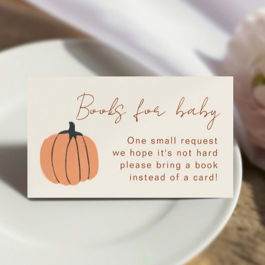 Little Pumpkin Herfst Baby shower Boeken voor Baby Informatiekaartje