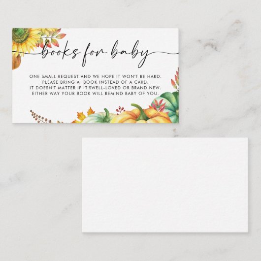 Little Pumpkin Herfst Baby shower Boeken voor Baby Informatiekaartje (Voorkant / Achterkant)
