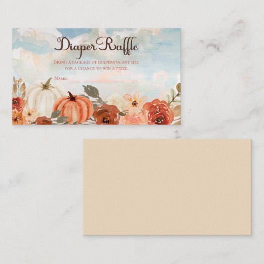 Little Pumpkin | Herfst Baby shower Diaper Raffle Informatiekaartje (Voorkant / Achterkant)