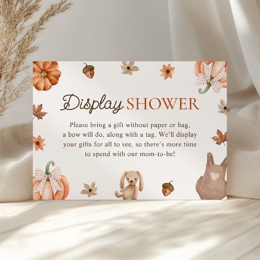 Little Pumpkin Herfst Baby shower Display Shower Informatiekaartje
