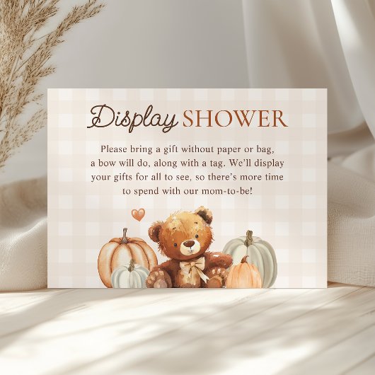 Little Pumpkin Herfst Baby shower Display Shower Informatiekaartje